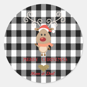Sticker Rond Jolis rennes carreaux buffalo noirs