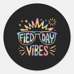 Sticker Rond Jolis Tissus Tie-Dye pour Enseignant Enfants Jour