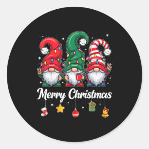 Sticker Rond Jolis trois nains joyeux Noël femmes filles enfant