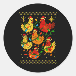 Sticker Rond Jolis vilains poulets de Noël Chemise drôle de pou