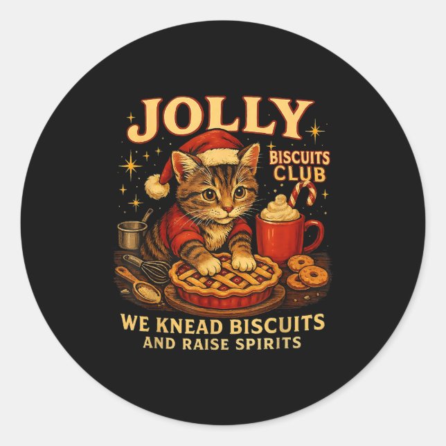 Sticker Rond Jolly Biscuits Club We Knead Cat Xmas  (Devant)