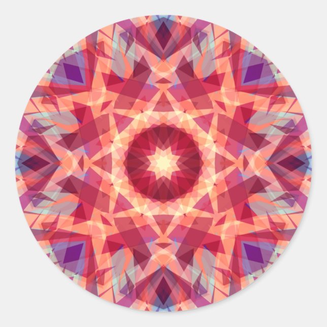 Sticker Rond Jolly Bright Red Golden Christmas Star Décoratif (Devant)