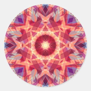 Sticker Rond Jolly Bright Red Golden Christmas Star Décoratif