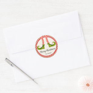 Sticker Rond Jolly Christmas Elf Legs Vacances Petits