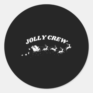 Sticker Rond Jolly Crew Drôle Noël Chemise Reindeers Sleigh