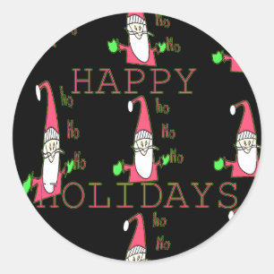 Sticker Rond Jolly Mouse Père Noël : Une Illustration Fun Holid