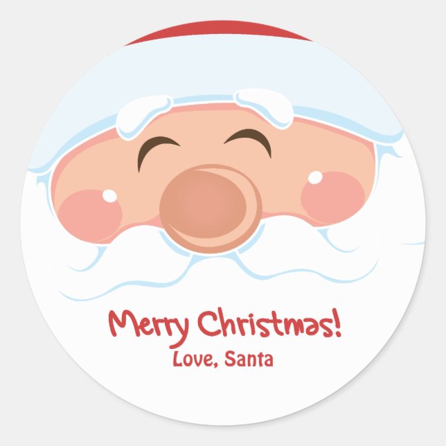 Sticker Rond Jolly Père Noël Face cadeau de vacances (Devant)