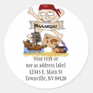 Sticker Rond Jolly roger, Bateau pirate & Poitrine de pirate