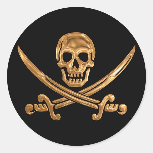 Sticker Rond Jolly roger d'or (Devant)
