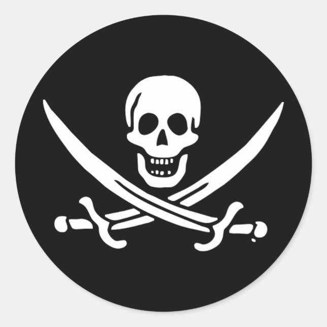 Sticker Rond Jolly roger drapeau de pirate (Devant)