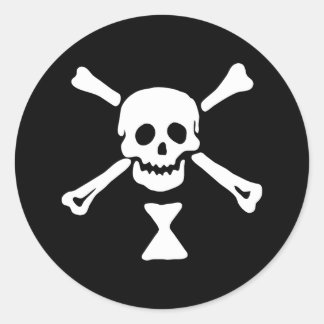 Sticker Rond Jolly roger Drapeau Emanuel Wynne Pirate