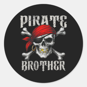 Sticker Rond Jolly roger Frère Pirate Drapeau Et Crossbon Crâne