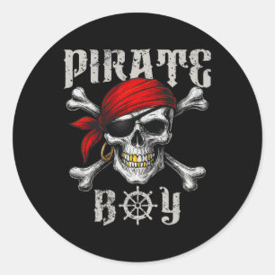 Sticker Rond Jolly roger Pirate Garçon Drapeau Et Crossbones Cr