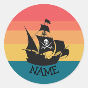 Sticker Rond Jolly roger Pirate Party