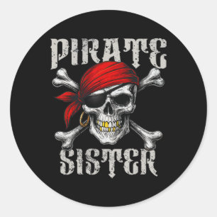 Sticker Rond Jolly roger Pirate Soeur Drapeau Et Crossbone Du C