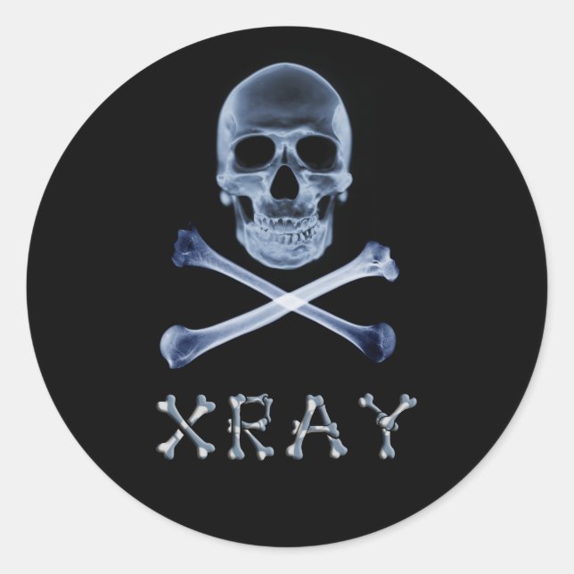 Sticker Rond Jolly roger RADIOLOGIE Drapeau XRAY PIRATE (Devant)
