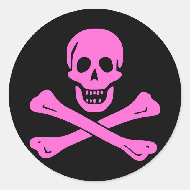 Sticker Rond Jolly roger rose (Devant)