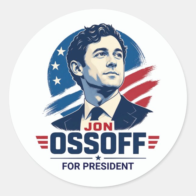Sticker Rond Jon Ossoff Président 2028   (Devant)