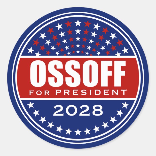 Sticker Rond Jon Ossoff Président 2028 (Devant)