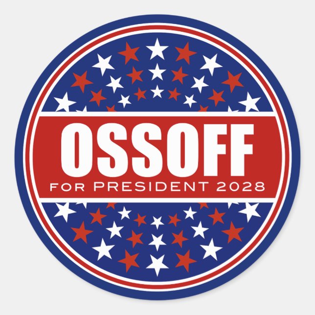 Sticker Rond Jon Ossoff Président 2028 (Devant)