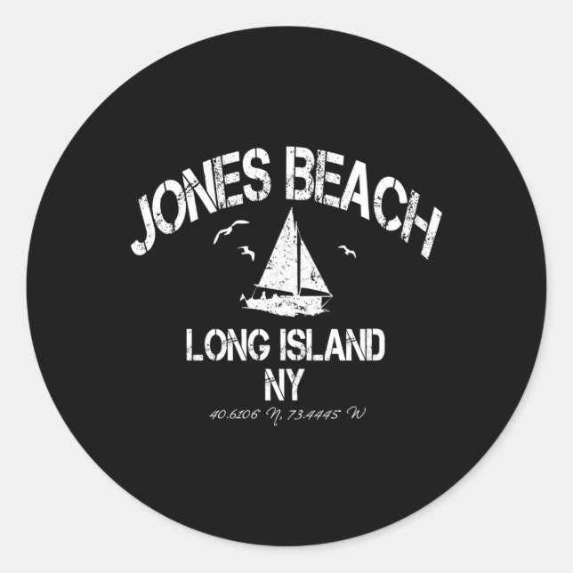 Sticker Rond Jones Beach Long Island New York Trouble nautique (Devant)