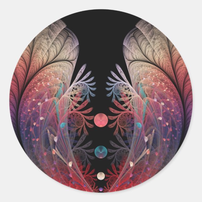 Sticker Rond Jonglage Abstrait Art moderne Imaginaire fractal (Devant)