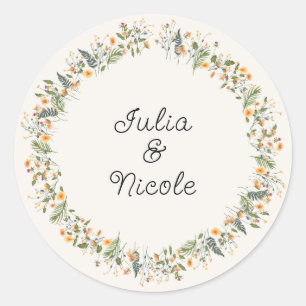 Sticker Rond Jonquilles botaniques Fleur de Pâquerette Paeonia 
