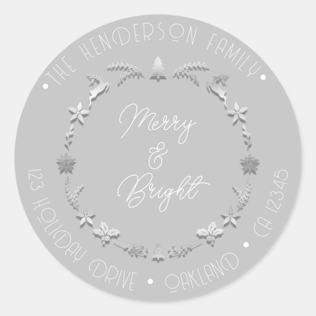 Sticker Rond Jory Bright Adresse de la famille Deer Wreath Arge (Devant)
