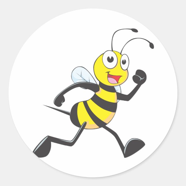 Sticker Rond Jote Bee Cartoon Running Jogging Chemise de marche (Devant)