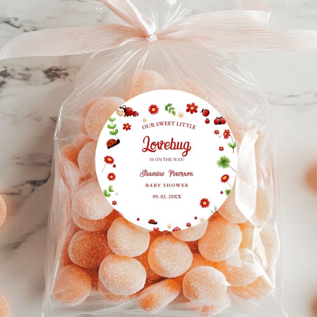 Sticker Rond Jote Garden petit baby shower de coccinelle Invita (Créateur téléchargé)