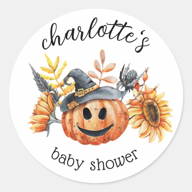 Sticker Rond Jote Halloween Automne Automne Citrouille Baby sho (Devant)