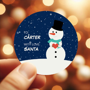 Sticker Rond Jote Snowman Enfants Cadeau de Noël