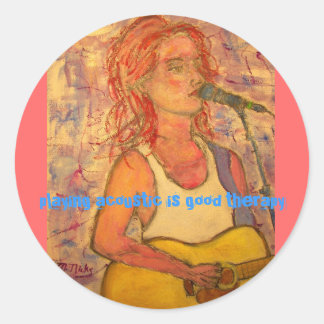 Sticker Rond jouer acoustique est une bonne thérapie