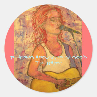 Sticker Rond jouer acoustique est une bonne thérapie