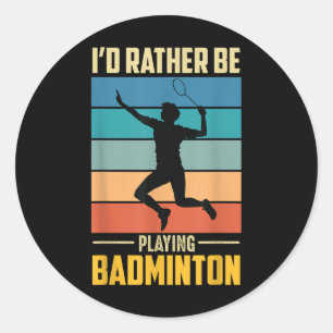 Sticker Rond Jouer au jeu de badminton rétro avec volant de bad