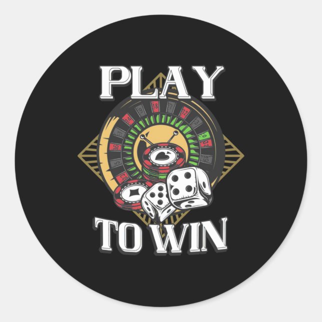 Sticker Rond Jouer au poker pour gagner (Devant)