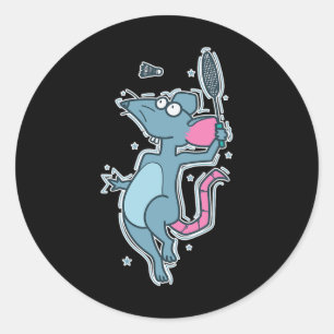 Sticker Rond Jouer au rat de badminton