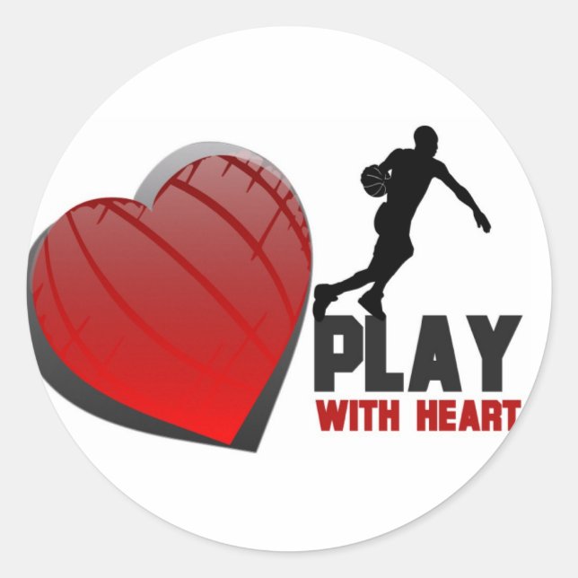 Sticker Rond Jouer Avec Heart Basketball (Devant)