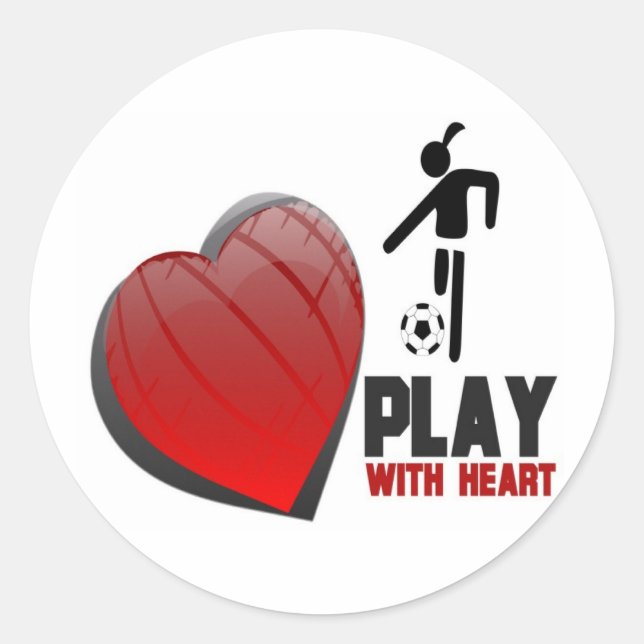 STICKER ROND JOUER AVEC LE FOOTBALL DE LA FILLE DU COEUR (Devant)
