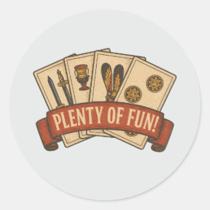 Sticker Rond Jouer avec Passion – Jeu de Cartes Vintage Briscol
