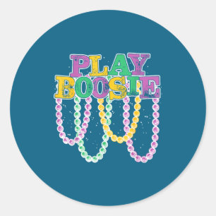 Sticker Rond Jouer Boosie Perles Mardi Gras Carnaval Louisiane