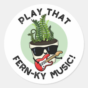 Sticker Rond Jouer Ce Puzzle Plante Drôle De Musique Fern