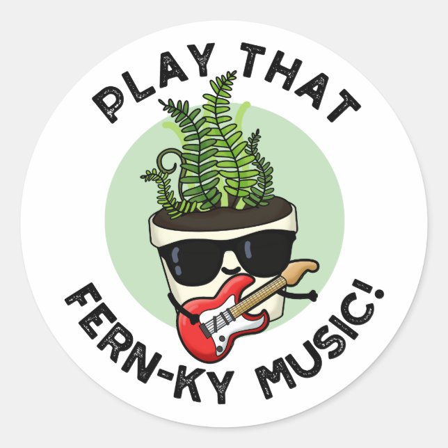 Sticker Rond Jouer Ce Puzzle Plante Drôle De Musique Fern (Devant)