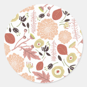 Sticker Rond Jouer Floral Mix Botanique Peach Green Whimsical