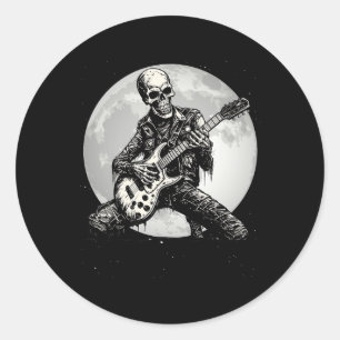 Sticker Rond Jouer Guitar Punk Rock Musique Halloween Hommes En
