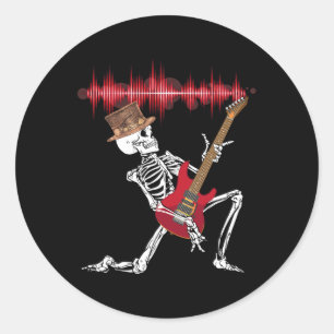 Sticker Rond Jouer Guitare électrique drôle Halloween