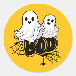 Sticker Rond Jouer Happy Ghost Duo