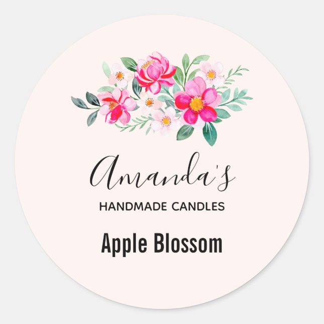 Sticker Rond Jouer Joli Bouquet Fleur Rose Bouquet Chandle Biz (Devant)