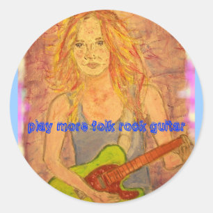 Sticker Rond jouer plus folk rock guitare