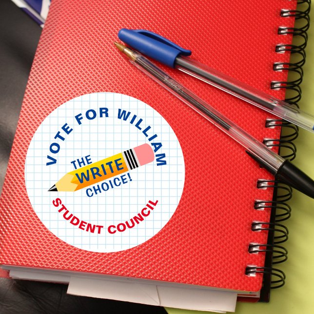 Sticker Rond Jouer pour le président de classe : ÉCRIRE le choi (Créateur téléchargé)